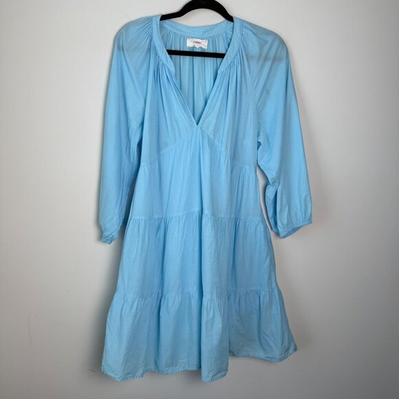 Xirena Mini Dress Nadia Tiered Blouson-Sleeve Poplin Bluebird Sz M Coastal - Picture 1 of 9